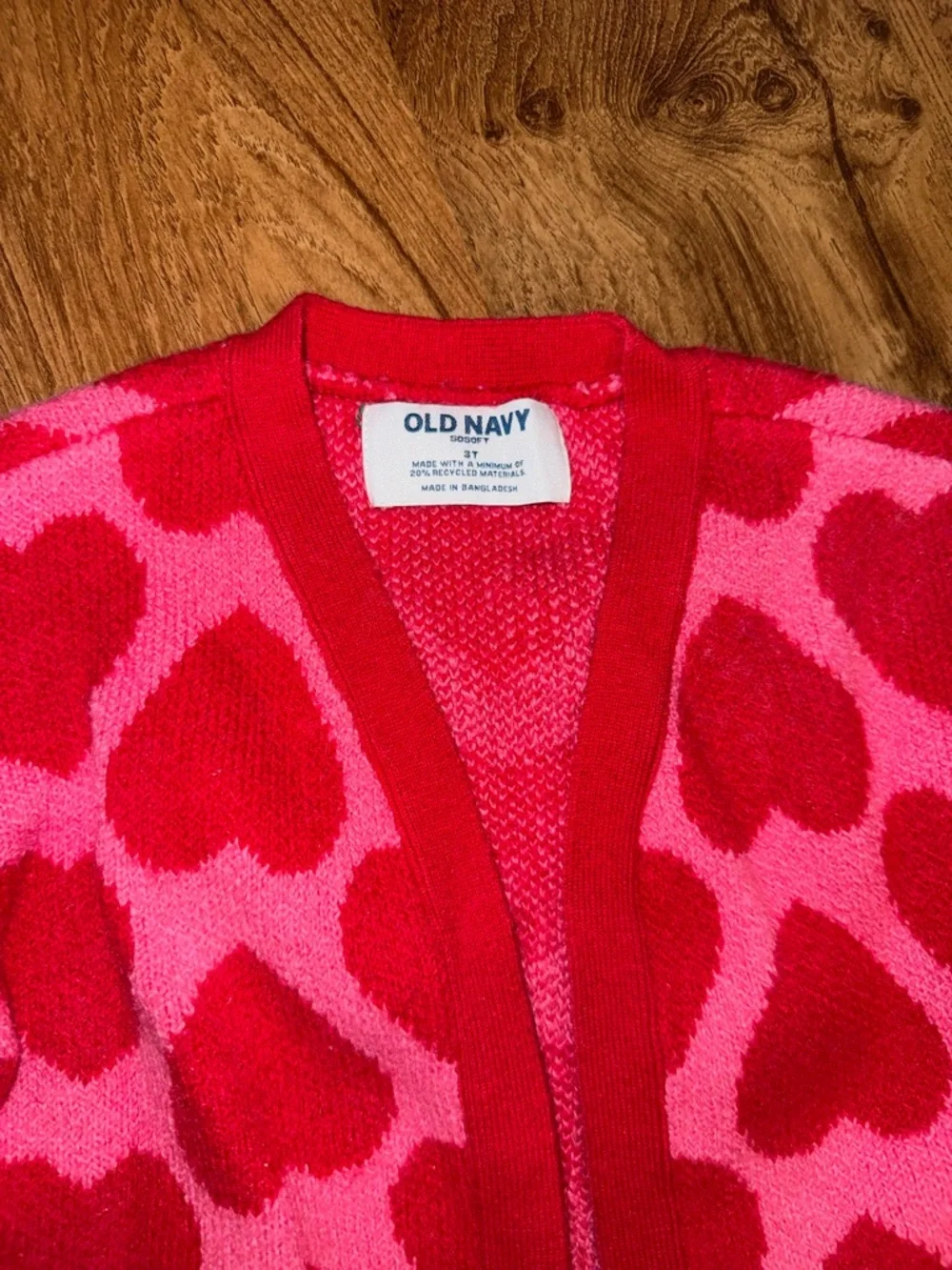 Old Navy Red & Pink‎ Heart-Print Knit Cardigan